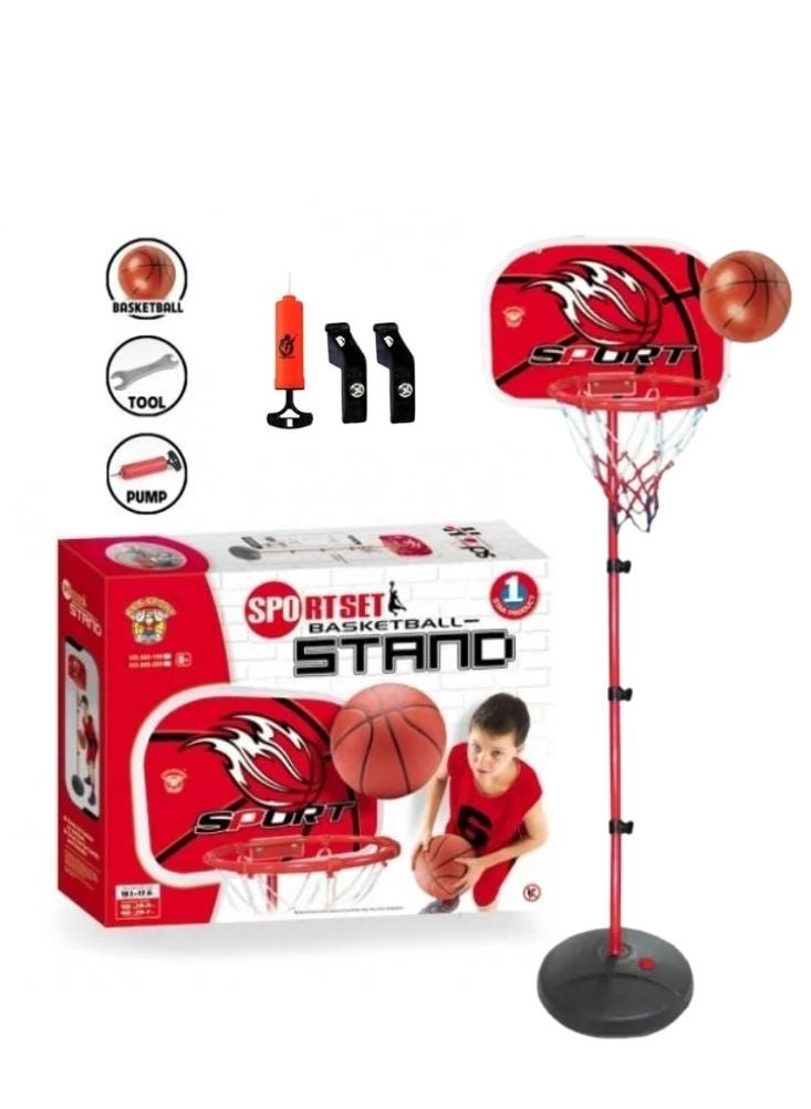 بريميم مجموعة حامل كرة سلة قابلة للتعديل للأطفال - طوق قابل لتعديل الارتفاع مع قاعدة وكرة ومضخة للعب في الأماكن المغلقة والمفتوحة - Image 1